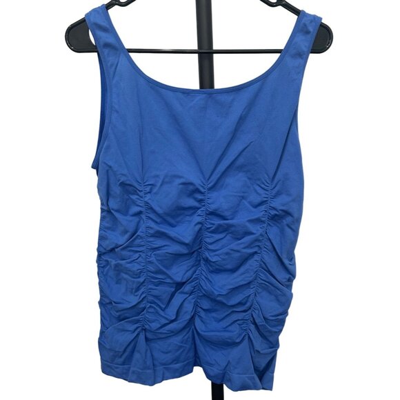 Legacy Womens Blue Ruched Plus Size Tank Top Sz 1X - Picture 2 of 8